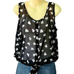 *Host Pick* Sheer black and white heart top